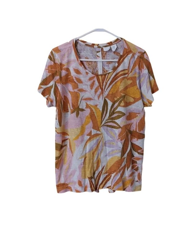 C&C California Tops - C&C California Linen Tropical Floral Button Back Tunic Top 1X